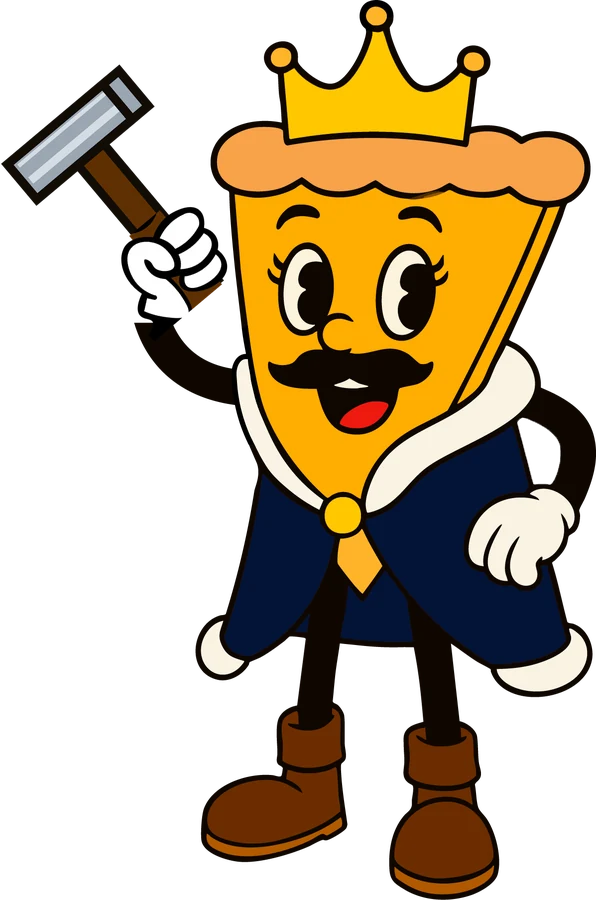 Rey Pizza con su martillo